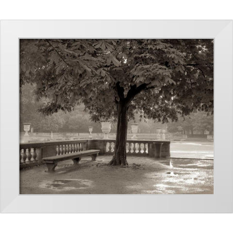 Banc de Jardin - 65 White Modern Wood Framed Art Print by Blaustein, Alan