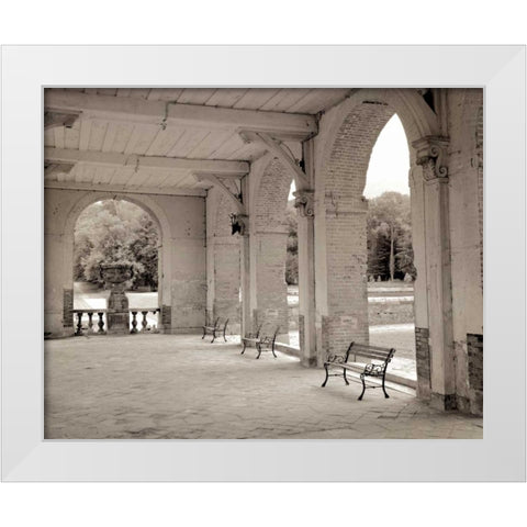 Banc de Jardin - 81 White Modern Wood Framed Art Print by Blaustein, Alan