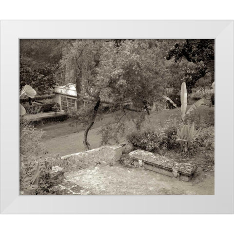 Banc de Jardin - 82 White Modern Wood Framed Art Print by Blaustein, Alan