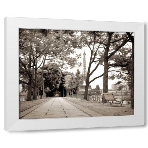 Promenade et Tour Eiffel - 1 White Modern Wood Framed Art Print by Blaustein, Alan