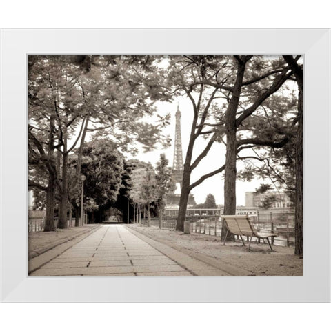 Promenade et Tour Eiffel - 1 White Modern Wood Framed Art Print by Blaustein, Alan