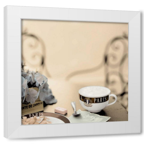 Paris Cafe de Jardin White Modern Wood Framed Art Print by Blaustein, Alan
