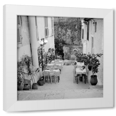 Cafe Greece - 1 White Modern Wood Framed Art Print by Blaustein, Alan