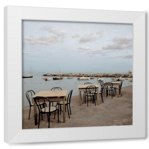 Atrani Caffe - 3 White Modern Wood Framed Art Print by Blaustein, Alan