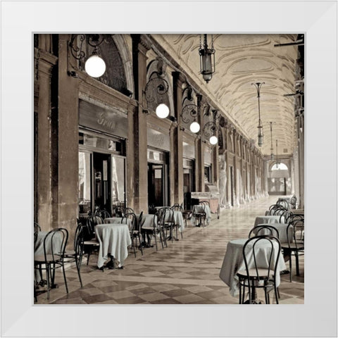 Veneto Caffe - 4 White Modern Wood Framed Art Print by Blaustein, Alan