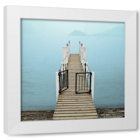 Menaggio Pier White Modern Wood Framed Art Print by Blaustein, Alan
