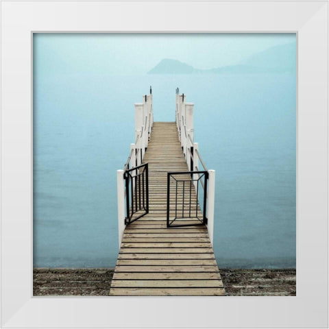 Menaggio Pier White Modern Wood Framed Art Print by Blaustein, Alan