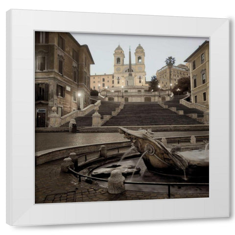 Spanish Steps Rome - 1 White Modern Wood Framed Art Print by Blaustein, Alan