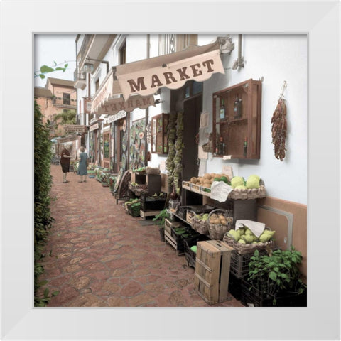 Ravello Market - 1 White Modern Wood Framed Art Print by Blaustein, Alan