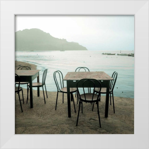 Atrani Caffe - 6 White Modern Wood Framed Art Print by Blaustein, Alan