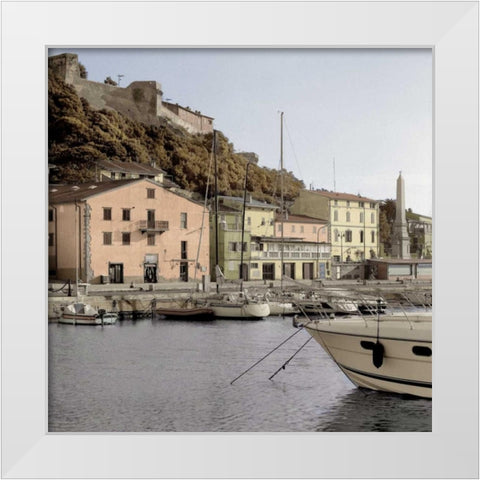 Tuscany Harbor - 1 White Modern Wood Framed Art Print by Blaustein, Alan