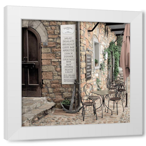 Varenna Caffe- 1 White Modern Wood Framed Art Print by Blaustein, Alan