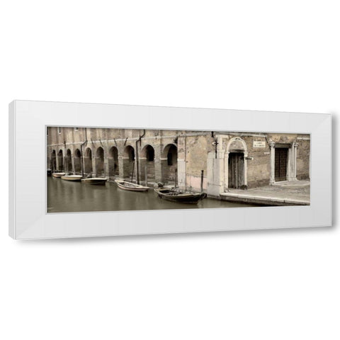 Canal Boats with Passageway White Modern Wood Framed Art Print by Blaustein, Alan
