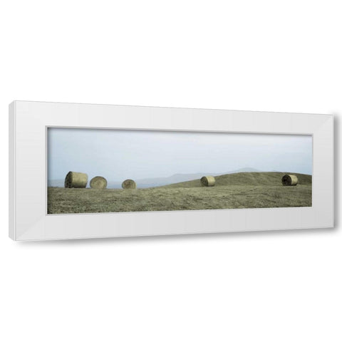 Haystacks Tuscany - 1 White Modern Wood Framed Art Print by Blaustein, Alan