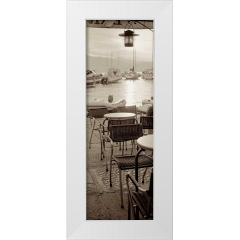 Portofino Caffe - 1 White Modern Wood Framed Art Print by Blaustein, Alan