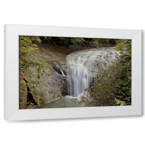 Hokkaido Waterfall - 1 White Modern Wood Framed Art Print by Blaustein, Alan