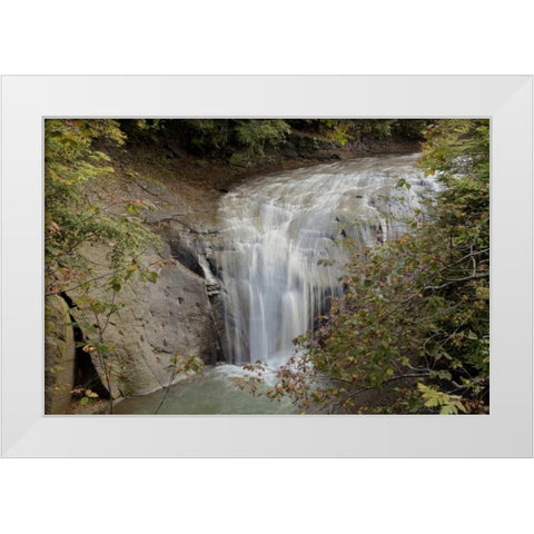 Hokkaido Waterfall - 1 White Modern Wood Framed Art Print by Blaustein, Alan