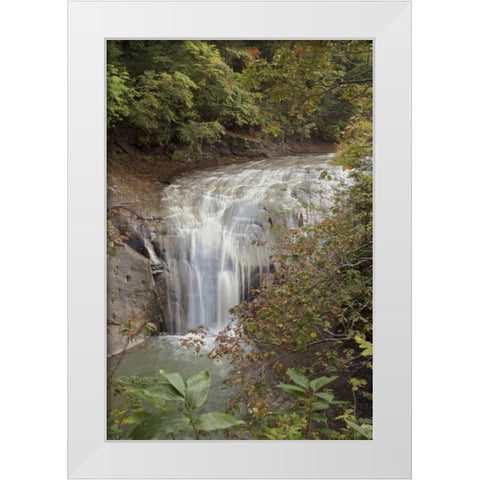 Hokkaido Waterfall - 2 White Modern Wood Framed Art Print by Blaustein, Alan