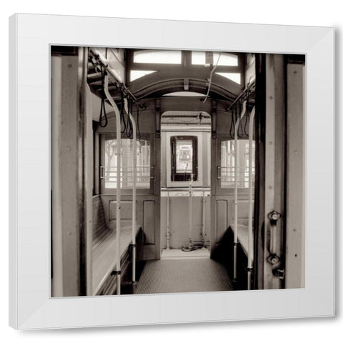 Cable Car Interior - 4 White Modern Wood Framed Art Print by Blaustein, Alan