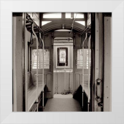 Cable Car Interior - 4 White Modern Wood Framed Art Print by Blaustein, Alan