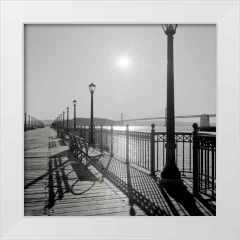 Broadway Pier - 20 White Modern Wood Framed Art Print by Blaustein, Alan