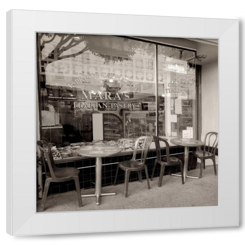 MaraÃ¢â‚¬â„¢s Caffe - 1 White Modern Wood Framed Art Print by Blaustein, Alan