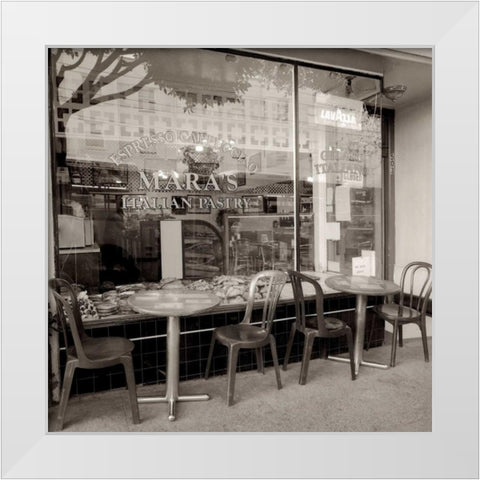 MaraÃ¢â‚¬â„¢s Caffe - 1 White Modern Wood Framed Art Print by Blaustein, Alan