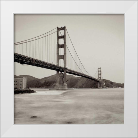 Golden Gate Bridge - 34 White Modern Wood Framed Art Print by Blaustein, Alan