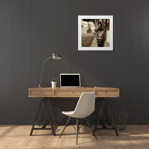 Hitching Post - 7 White Modern Wood Framed Art Print by Blaustein, Alan