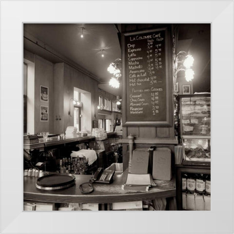La Colombre Cafe - 1 White Modern Wood Framed Art Print by Blaustein, Alan