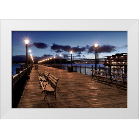 Broadway Pier - 22 White Modern Wood Framed Art Print by Blaustein, Alan