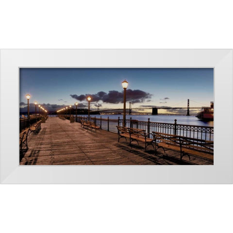 Broadway Pier Pano - 114 White Modern Wood Framed Art Print by Blaustein, Alan