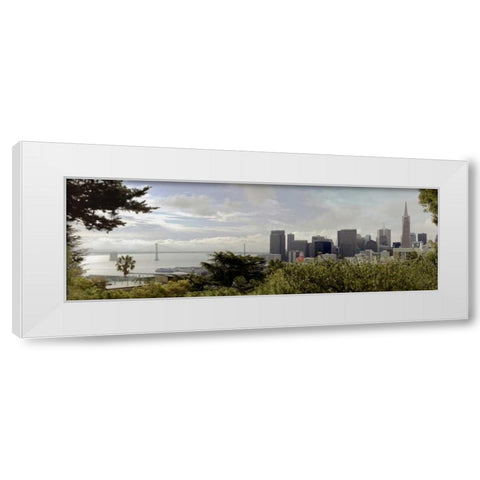 SF Skyline Pano - 109 White Modern Wood Framed Art Print by Blaustein, Alan