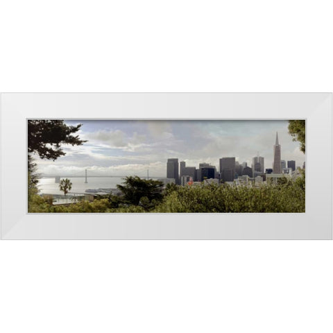 SF Skyline Pano - 109 White Modern Wood Framed Art Print by Blaustein, Alan