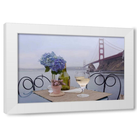 Dream Cafe Golden Gate Bridge - 3 White Modern Wood Framed Art Print by Blaustein, Alan