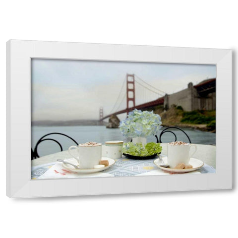 Dream Cafe Golden Gate Bridge - 5 White Modern Wood Framed Art Print by Blaustein, Alan