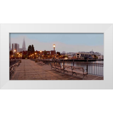 Broadway Pier Pano - 113 White Modern Wood Framed Art Print by Blaustein, Alan