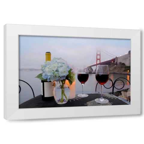 Dream Cafe Golden Gate Bridge - 13 White Modern Wood Framed Art Print by Blaustein, Alan