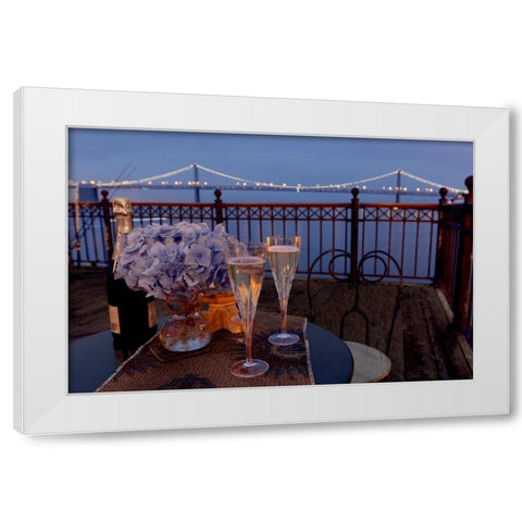 Dream Cafe Bay Bridge - 18 White Modern Wood Framed Art Print by Blaustein, Alan