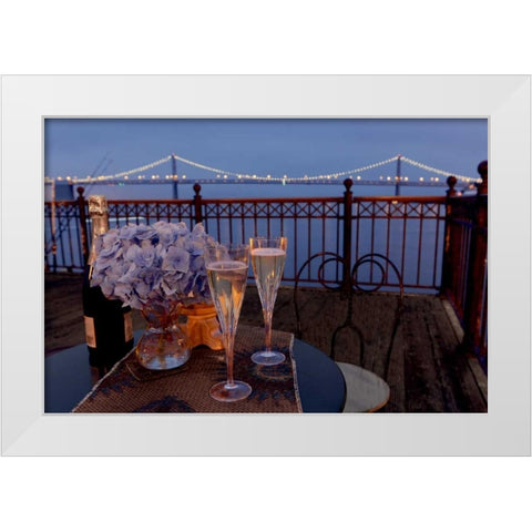 Dream Cafe Bay Bridge - 18 White Modern Wood Framed Art Print by Blaustein, Alan