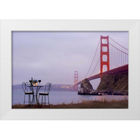 Dream Cafe Golden Gate Bridge - 35 White Modern Wood Framed Art Print by Blaustein, Alan