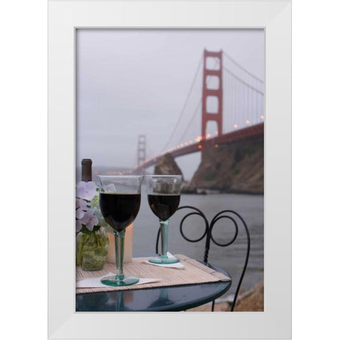 Dream Cafe Golden Gate Bridge - 38 White Modern Wood Framed Art Print by Blaustein, Alan