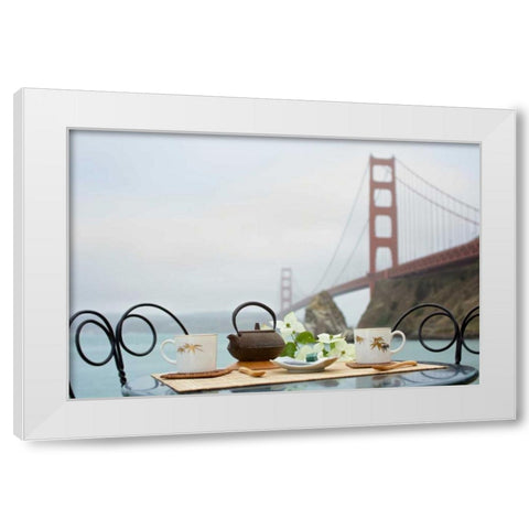 Dream Cafe Golden Gate Bridge - 43 White Modern Wood Framed Art Print by Blaustein, Alan
