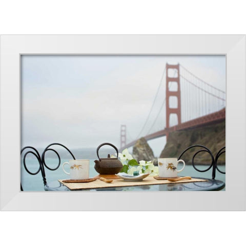 Dream Cafe Golden Gate Bridge - 43 White Modern Wood Framed Art Print by Blaustein, Alan