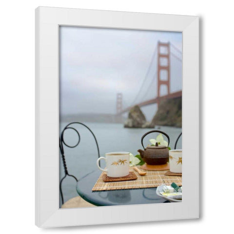 Dream Cafe Golden Gate Bridge - 42 White Modern Wood Framed Art Print by Blaustein, Alan