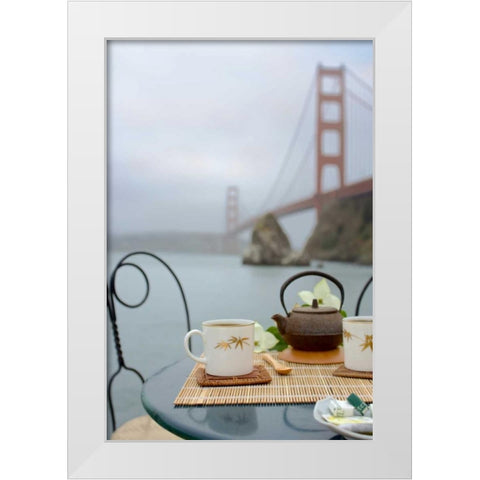 Dream Cafe Golden Gate Bridge - 42 White Modern Wood Framed Art Print by Blaustein, Alan