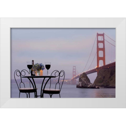 Dream Cafe Golden Gate Bridge - 37 White Modern Wood Framed Art Print by Blaustein, Alan
