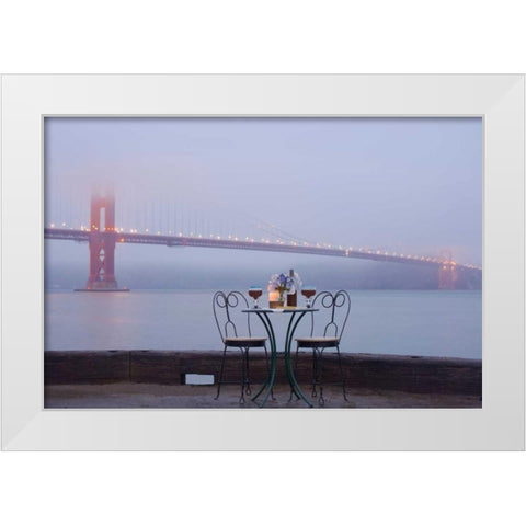 Dream Cafe Golden Gate Bridge - 53 White Modern Wood Framed Art Print by Blaustein, Alan