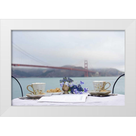 Dream Cafe Golden Gate Bridge - 54 White Modern Wood Framed Art Print by Blaustein, Alan