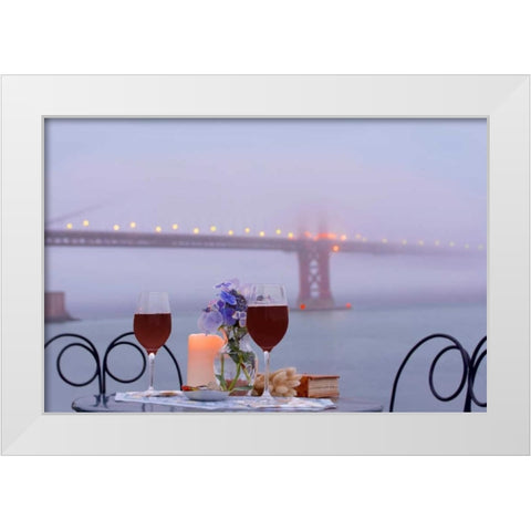 Dream Cafe Golden Gate Bridge - 57 White Modern Wood Framed Art Print by Blaustein, Alan